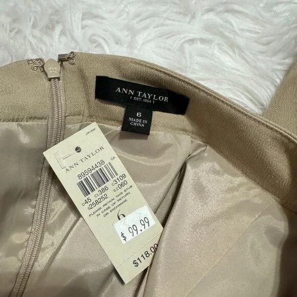 NWT Ann Taylor Beige 2 Piece Skirt Suit - Picture 10 of 12